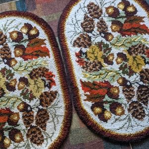 *SOLD* Matching latch hook rugs Set of 2 Vintage Handcrafted 5'×3' ea.
